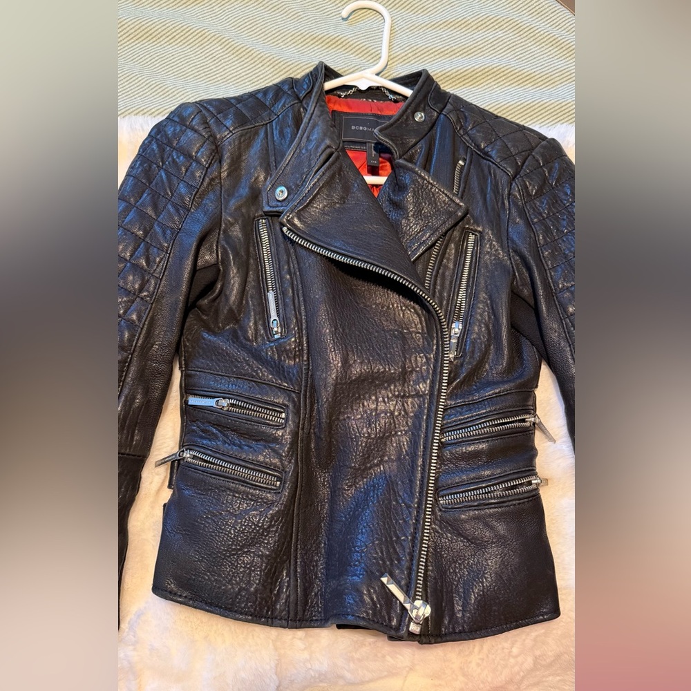 BCBGMaxAzria Black Leather Moto Jacket